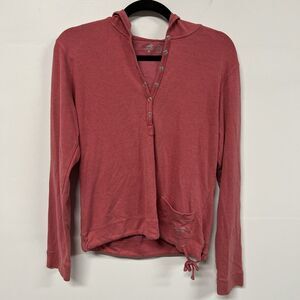 Horny Toad by Toad&Co Hoodie Pink Size M Snap Neck Pullover Cinch Outdoor Top